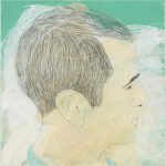 Homme profil, fond vert