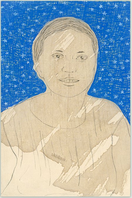 Sans titre (Visage, fond bleu étoilé) – Image 3