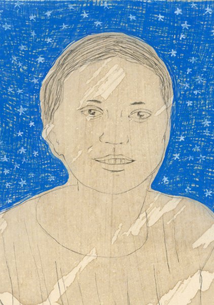 Sans titre (Visage, fond bleu étoilé) – Image 2
