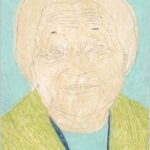 Grand-mère, fond bleu