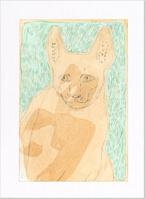 Sans titre (Chat, fond bleu, tirage)